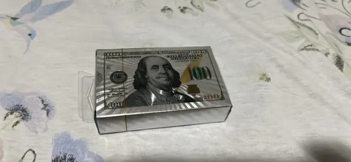 Baralho Platinado Prata 100 Dólares / Cartas Flexíveis / À Prova D'água
