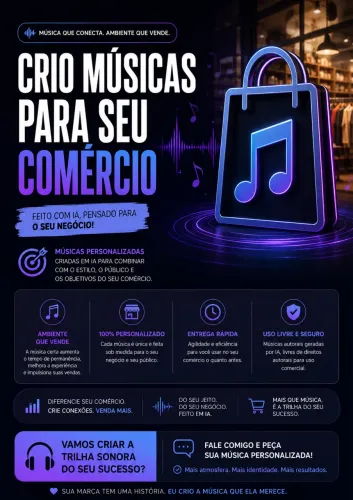 Produzo músicas em ia para seu comércio