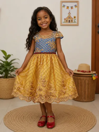 Vestido branca de neve infantil luxo