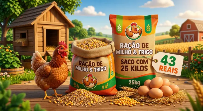 Milho farelo de trigo ração de postura ovos galinha caipira 