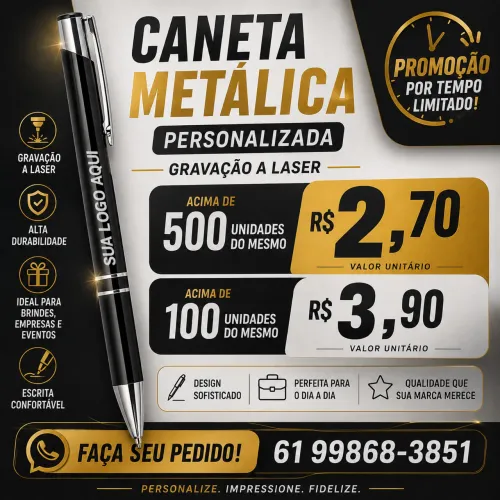 BRINDE CANETA METÁLICA PERSONALIZADA