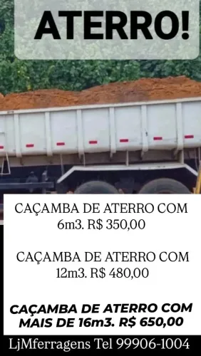 CAÇAMBA DE ATERRO COM 6M3, 12M3 E 16M3.