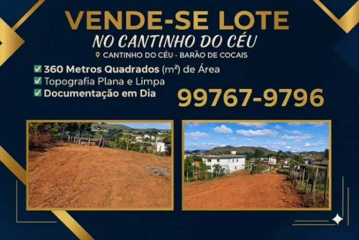 Vendo Lote 360 metros quadrados Cantinho do Céu