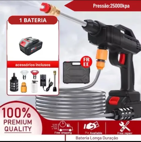 Lavadora de Alta Pressão Bivolt Portátil Profissional Sem Fio Recarregável