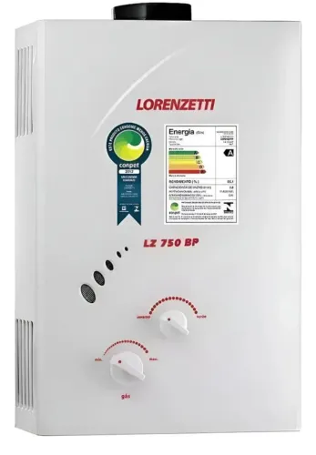 Aquecedor a gás GN Lorenzetti LZ 750BP Vazão 7,5 Litros