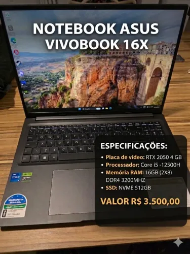 Notebook Asus Vivobook 16X 16GB RAM RTX 2050 4 GB