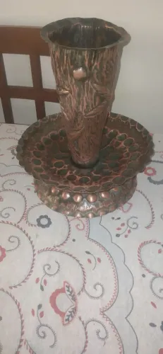 Fruteira com floreira antiga de cobre 