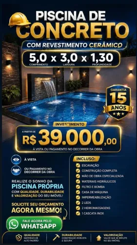 Piscina de concreto 5,0x3,0x1,30