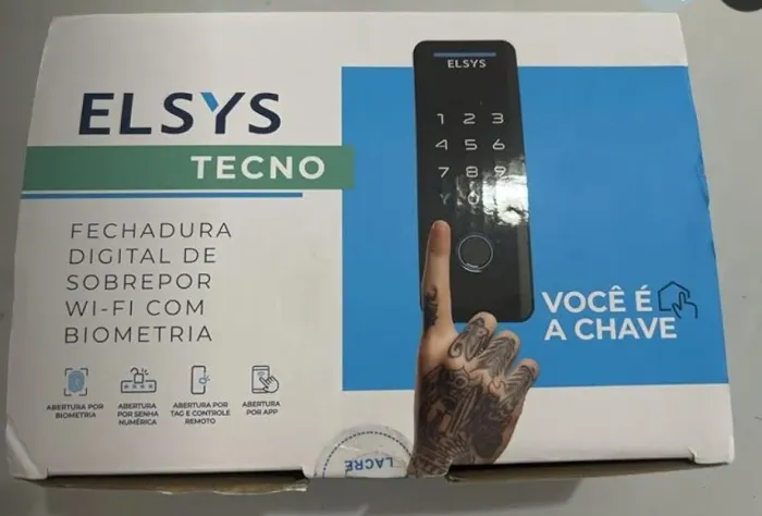 Fechadura Digital de Sobrepor, Abertura por senha ou tag, Tecno, Preta, DS4100V, Elsys