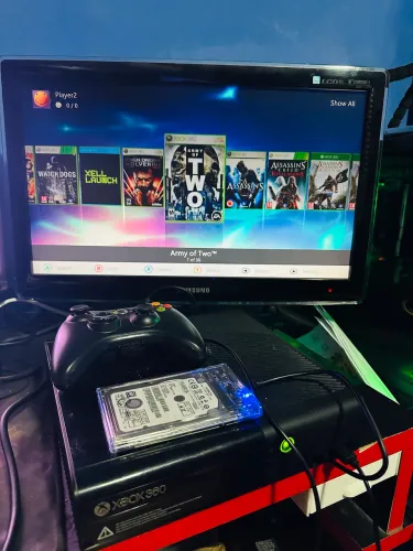 Xbox 360 Destravado Na Caixa + 20 Jogos Instalados + HD 250GB + Controle