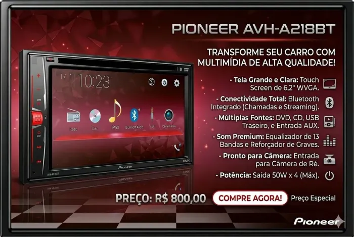 Multimídia Pioneer Avh-a218bt