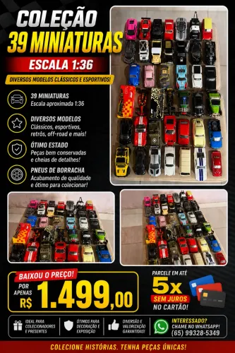 COLEÇÃO 39 CARRINHOS MINIATURAS 1:36