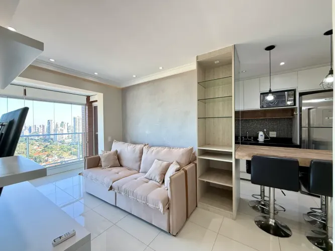 Apartamento mobiliado para alugar no Cube Campo Belo com 1 suíte, próx. metrô, Aeroporto, 