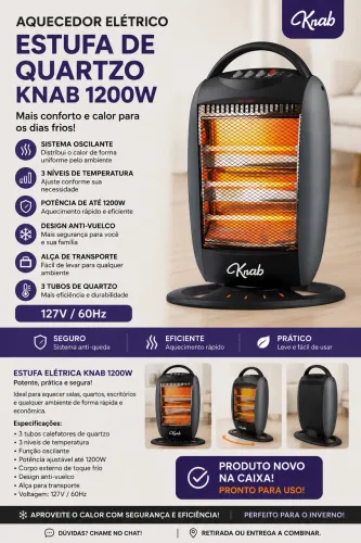 Aquecedor Elétrico Estufa Quartzo Oscilante Knab 1200W 127V