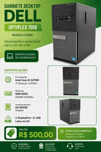 Dell Optiplex Torre Intel Core i5 8GB HD 500GB 