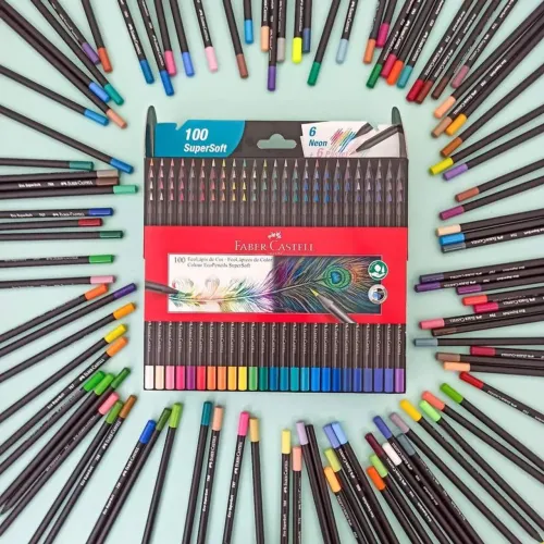 Lápis de Cor, 100 Cores, Supersoft, Faber Castell, NOVO, NUNCA USADO!