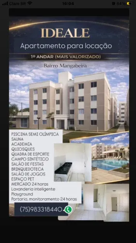 Apartamento para alugar, condomínio COMPLETO, localização próximo da Ayrton Sena, Iguatem