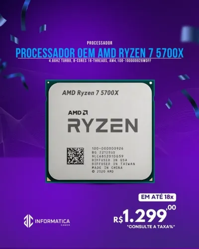 PROCESSADOR OEM AMD RYZEN 7 5700X