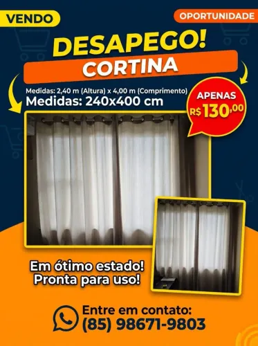 Cortina grande para quarto com varão