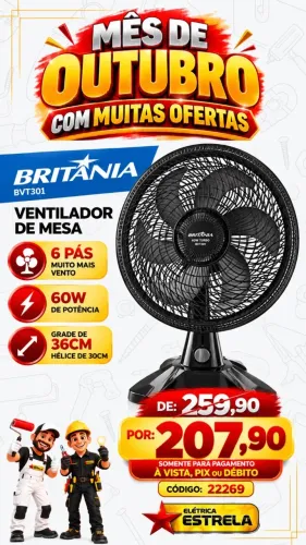Ventilador de Mesa Britânia BVT301