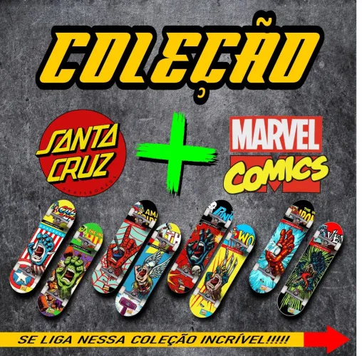 Adesivo para Shape de Skate Allmo Santa Cruz Marvel Vintage