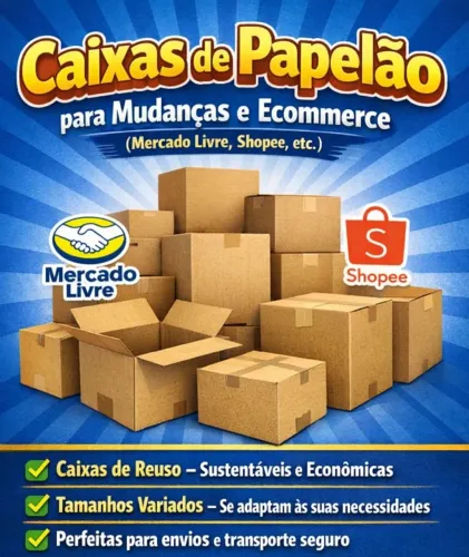 Caixa papelão - tamanhos Médio e Pequena - Reuso em bom estado - Não serve para mudança