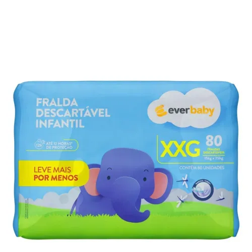 Fralda Ever Baby XXG pacote com 80 