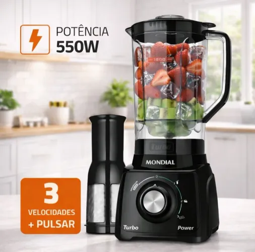Liquidificador Mondial Turbo Power-550w/ 3 velocidades