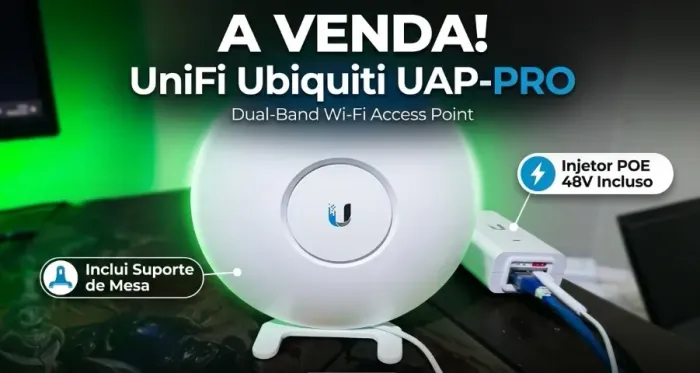 UniFi Ubiquiti UAP-PRO Dual Band com suporte de Mesa e POE 48V