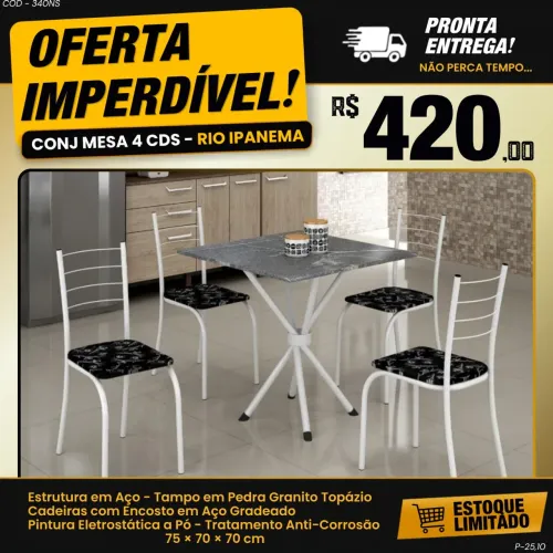 Mesa 4 cadeiras Rio
