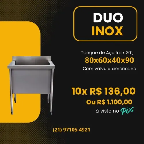 Tanque de inox 80x60x40