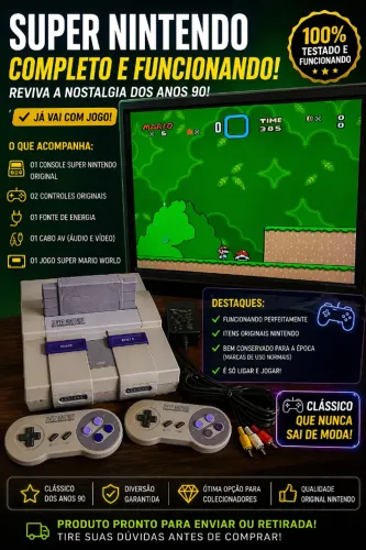 SUPER NINTENDO ORIGINAL COMPLETO FUNCIONANDO + MARIO BROS | RETRÔ RARO