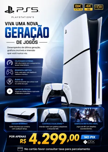 Playstation 5 Slim 1TB - Mídia física