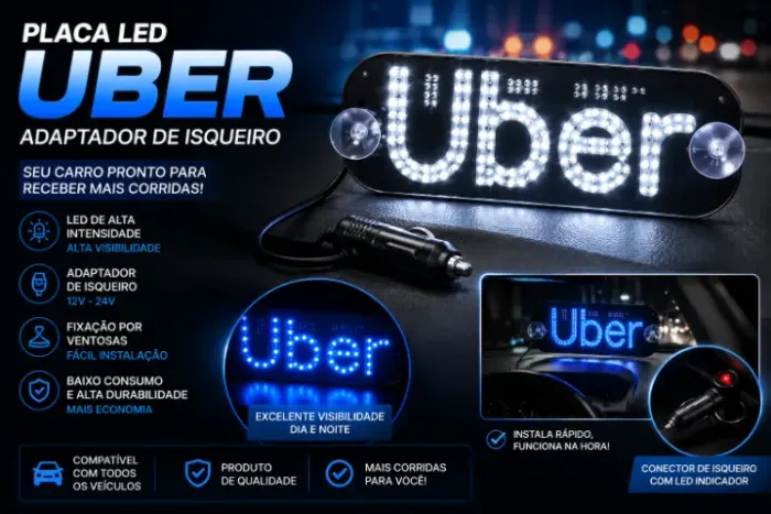 Placa LED para aplicativo uber ( Cor led azul ) produto novo