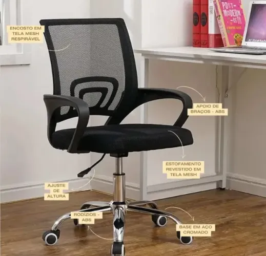 CADEIRA ESCRIT. SECR GIRAT. MESH MALHA ERGONOMICA SÓ R$ 350,00 CADA