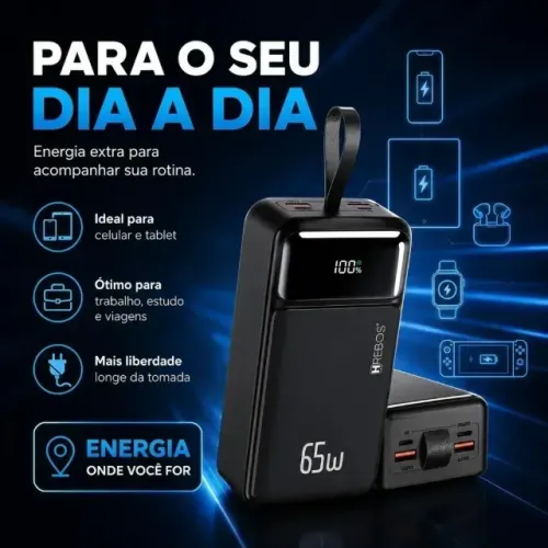 PB-958 - Power Bank Turbo 65w Hrebos 30000mah Com Display