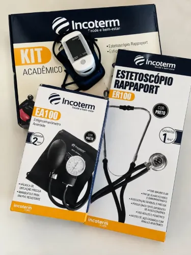 Kit Enfermagem Incoterm Novo - Estetoscópio + Aparelho de Pressão + Oxímetro