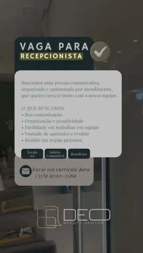 VAGA RECEPCIONISTA