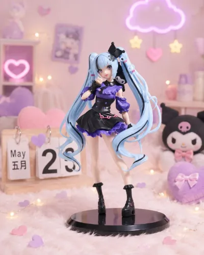 Boneca estatueta Decoração Anime Hatsune Miku Kuromi em Pvc