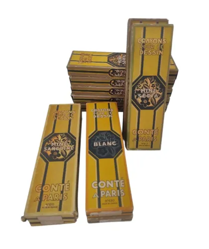 120 Lápis Crayon Conte Á Paris: 11 Brancos, 20 Sanguínea e 89 Sépia- Lote Fechado