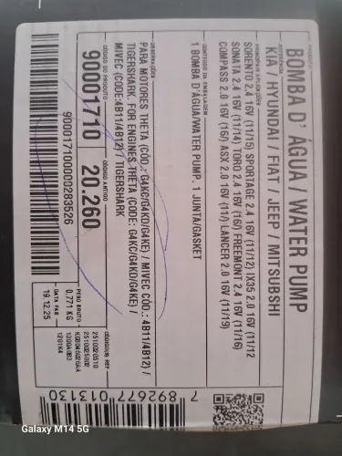 Vendo bomba de agua, para carros da kia, Hyundai, fiat.