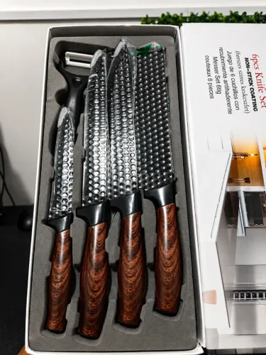 ? Jogo de Facas Inox 6 Peças + Amolador de Brinde ?
