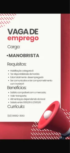 VAGA DE EMPREGO PARA SERVIÇO DE MANOBRISTA