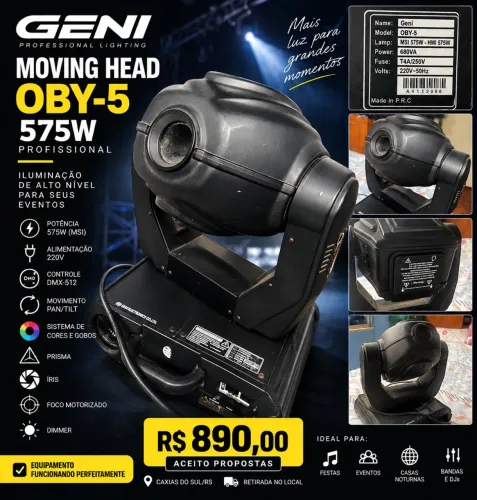 Moving Head Geni OBY-5 575W Profissional - Funcionando