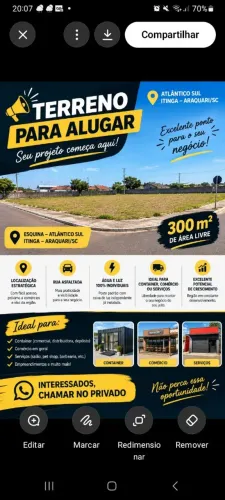 Terreno comercial de esquina para alugar 300m Itinga-Araquari