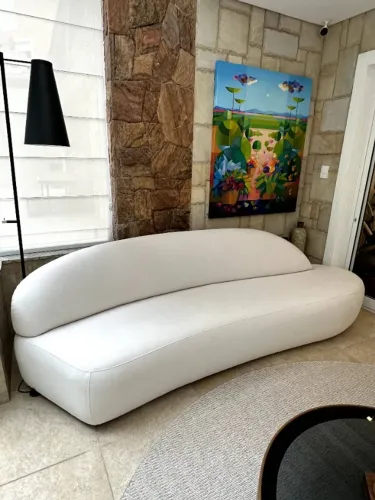 Sofá Orgânico Curvo Off White Alto Padrão 2,90 x 90 cm