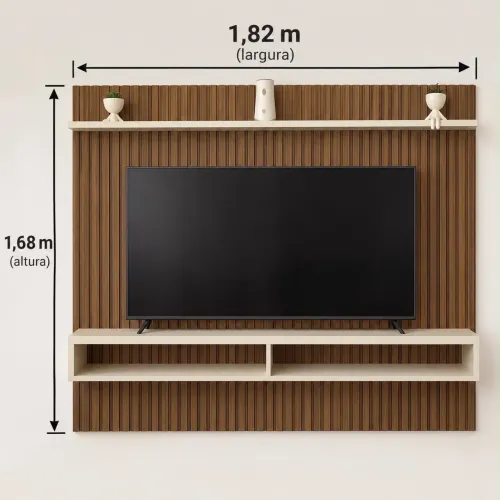 Painel para TV até 60? com Rack Suspenso - Amadeirado