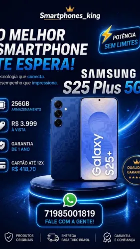 Samsung Galaxy S25+ 256gb, lacrado, nota fiscal e garantia de 1 ano