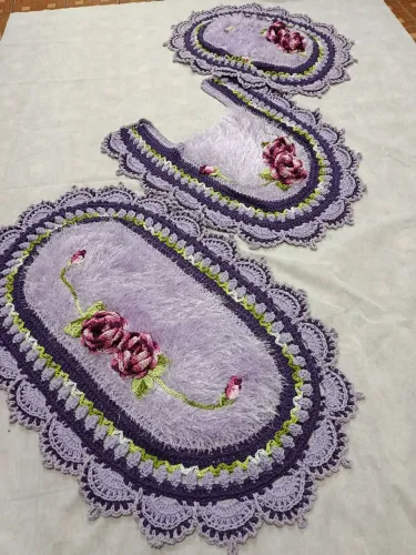 Jogo de banheiro Floratta luxo lilas 
