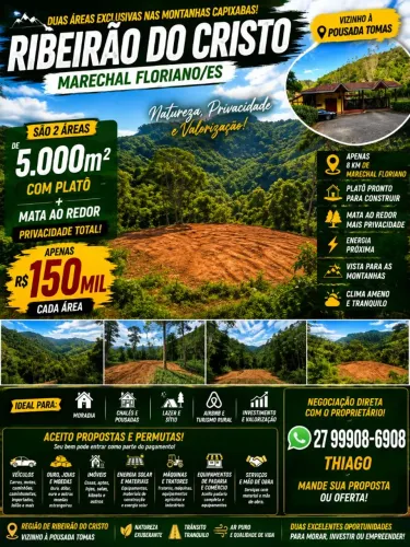 Chácaras RIBEIRÃO DO CRISTO, ENTRE ALFREDO CHAVES E MARECHAL FLORIANO/ES, ACEITO PROPOSTA
